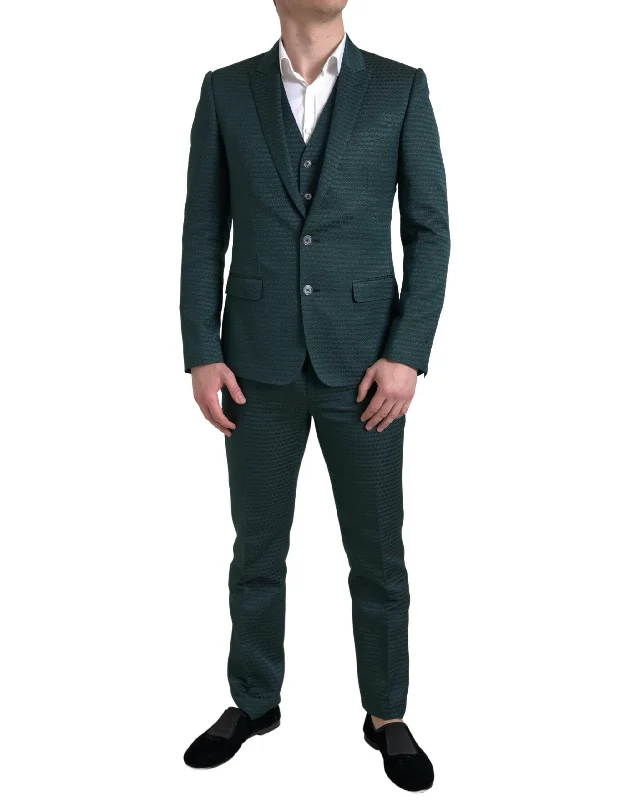 Dolce & Gabbana Emerald Elegance Slim Fit 3-Piece Men's Suit