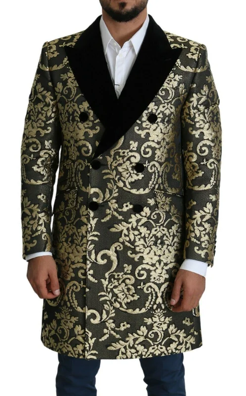 Dolce & Gabbana  Sicilia Jacquard Double-Breasted Men's Coat