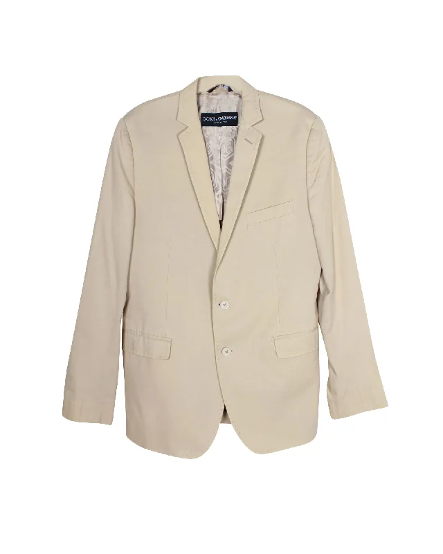 Dolce & Gabbana Tailored Single Breasted Blazer in Beige Cotton