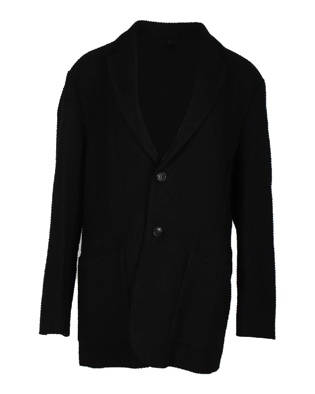 Giorgio Armani Textured Blazer in Black Virgin Wool