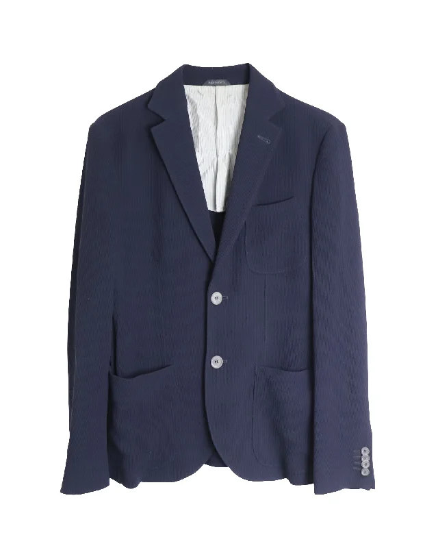 Giorgio Armani Tokyo Single-Breasted Blazer in Navy Wool