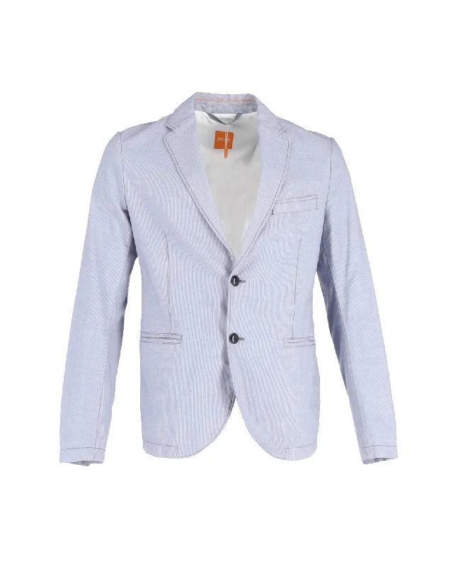 Hugo Boss Single-Breasted Blazer in Light Blue Polyester