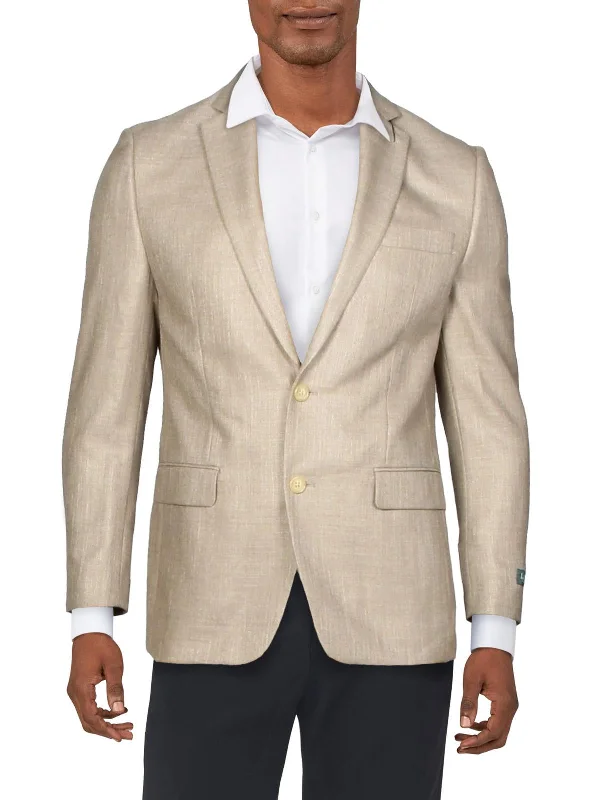 Mens Linen Blend Business Two-Button Blazer