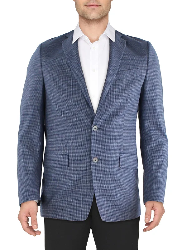 Mens Office Checkered Two-Button Blazer