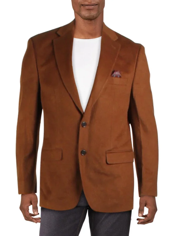 Mens Wool Blend Business Two-Button Blazer