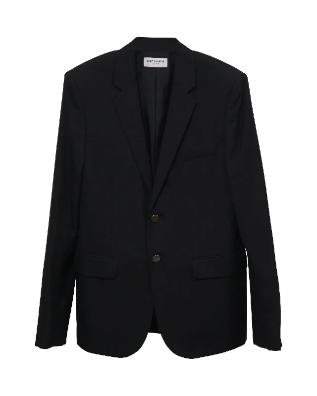 Saint Laurent Single-Breasted Blazer in Black Wool