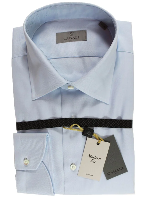 Canali Dress Shirt Blue - Moderate Spread Collar - Modern Fit 44 - 17 1/2 SALE