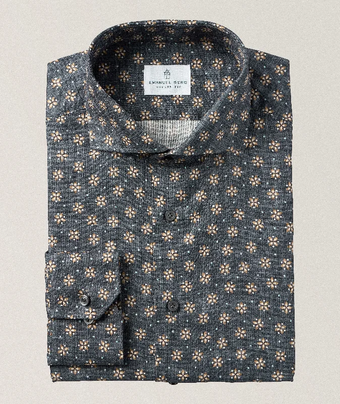 Floral Pattern Dobby Sport Luxury Shirt SF19145