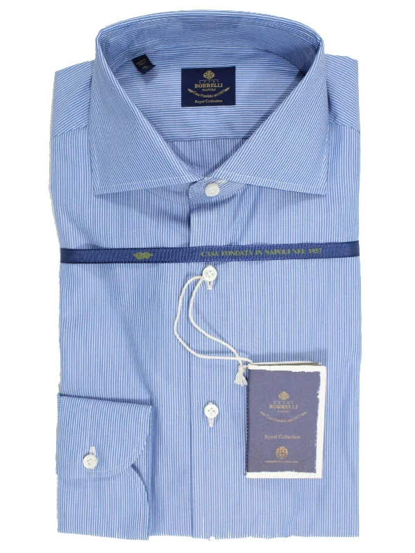 Luigi Borrelli Dress Shirt ROYAL COLLECTION - Blue White Stripes 39 - 15 1/2