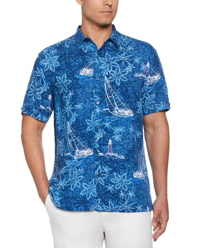 Big & Tall Nautical Tropical Print Shirt