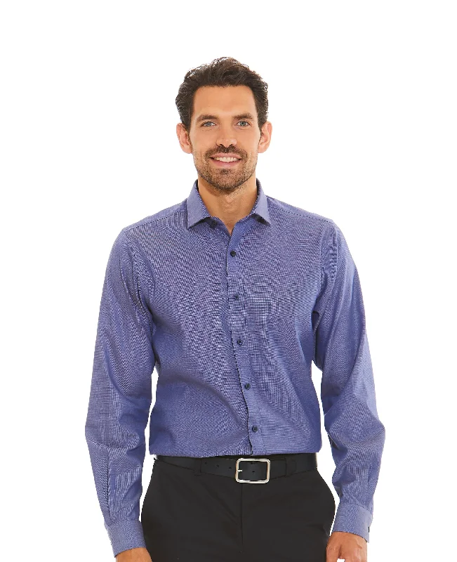 Navy White Dobby Slim Fit Casual Shirt