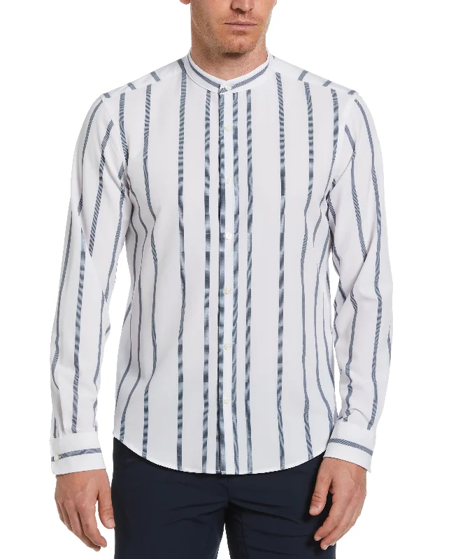 Slim Fit Total Stretch Striped Banded Collar Shirt