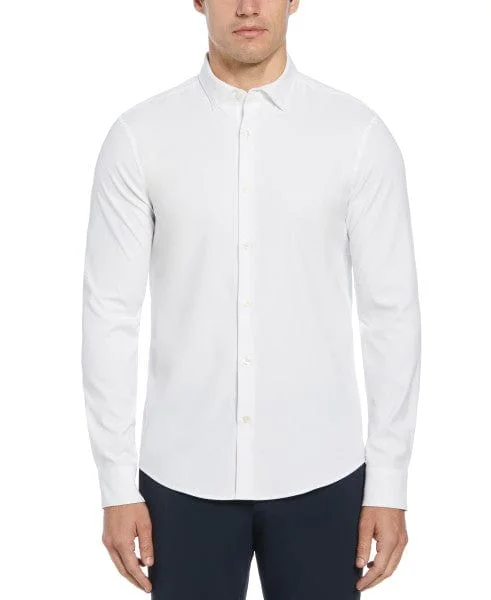 Slim Fit Untucked Total Stretch Solid Shirt - White