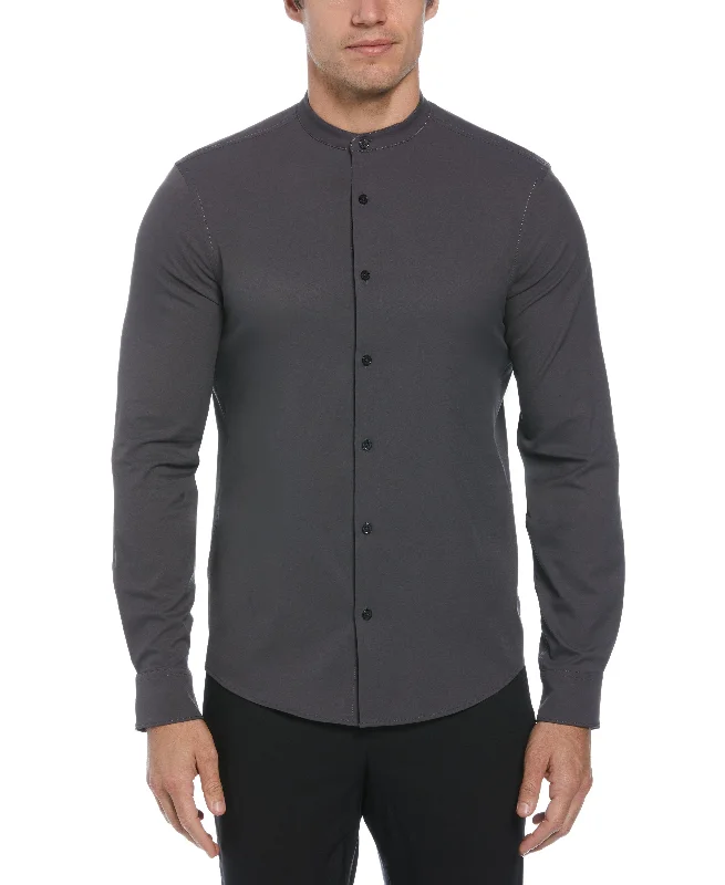 Untucked Total Stretch Slim Fit Banded Collar Shirt - Gray